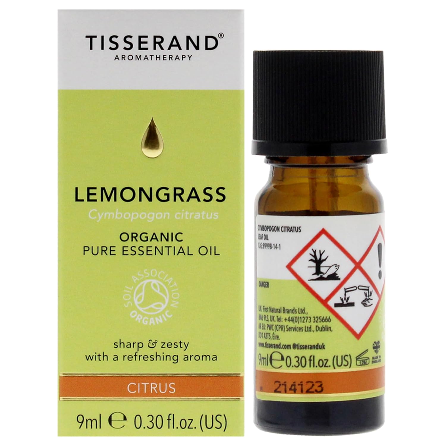 Tisserand Aromatherapy,Lemongrass – Organic Essential Oil,Massage Oil, Aromatherapy Oil, Skin Oil, Oil For Diffuser,100% Natural Pure Essential Oils,0.32 Ounce