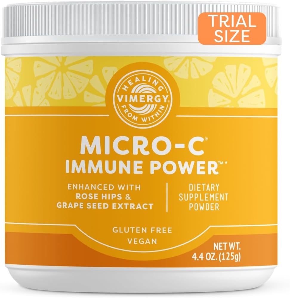 Vimergy Micro-C Immune Power TM* – Travel Size, 69 1000mg Servings – Gentle Form – Antioxidant Phytonutrients – Immune & Nerve Support – Benefits Bone & Cartilage – Gluten-Free, Kosher, Vegan (125g)