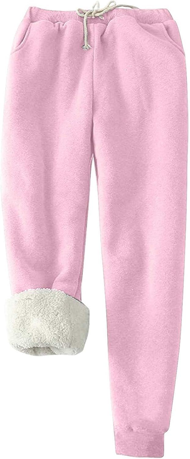Women’s Warm Sherpa Lined Athletic Sweatpants Jogger Fleece Pants Fleece Lined Sweatpants Women Joggers Winter Pants